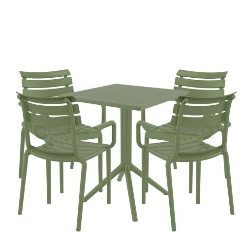 4 Paris Chairs and Sky 60cm x 60cm Folding Table Set in Green
