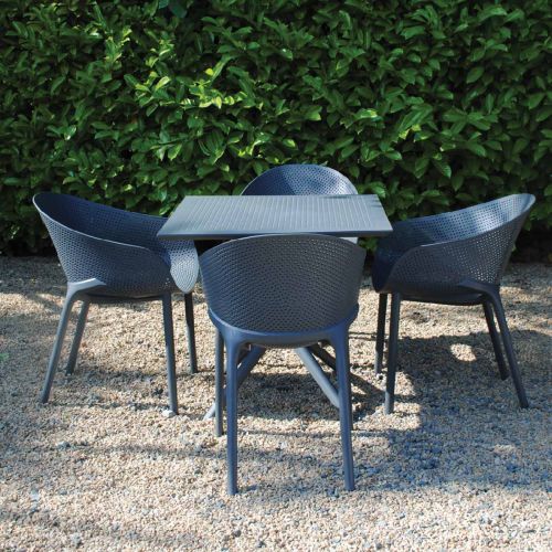 4 Seater Sky 80cm x 80cm Square Table With Sky Pro Chairs in Grey
