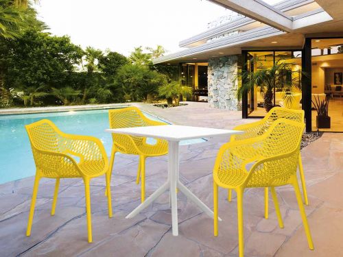4 Air XL Yellow Chairs and Sky 80 White Table Set