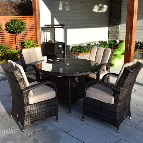 Cairo 4 Seat Rattan Round Set with Quick Dry Seat and Back Cushions
