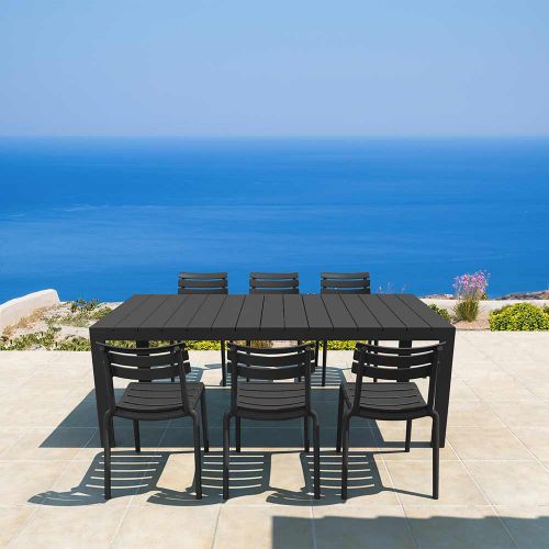 Atlantic Medium 6 Seater Set Rectangular Table With Paris Chairs in Black