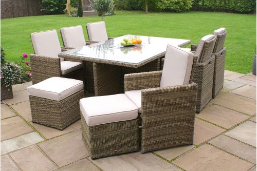 Winchester Premium Sand 7 Piece Rattan Cube Set with Footstools