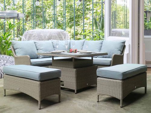 Adelaide Rattan Corner Dining Set with Square Rising Table