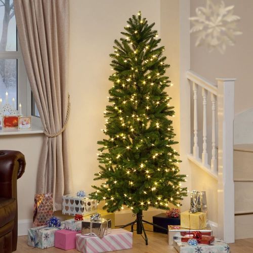7ft (210cm) Aspen Slim Pine Pre-Lit Christmas Tree w/ 450 Warm White LEDs