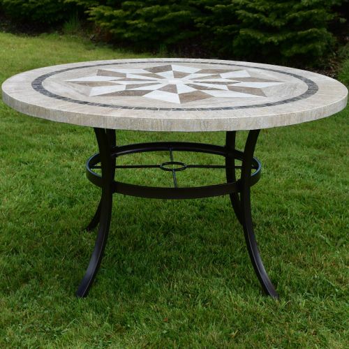 Dalkey 6 Seat Round Marble Stone Top Outdoor Table