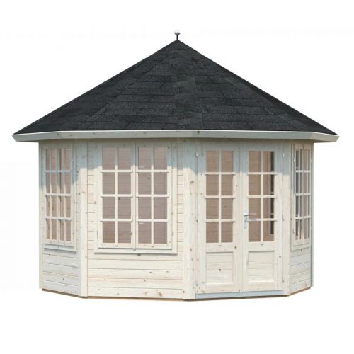 Eimear 9.2m Octagonal Wooden Summer House with Floor and Roof Shingles - Natural