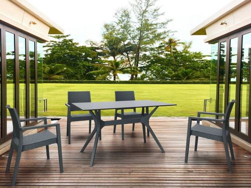 Ibiza 4 Seater Square Dining Set in Grey