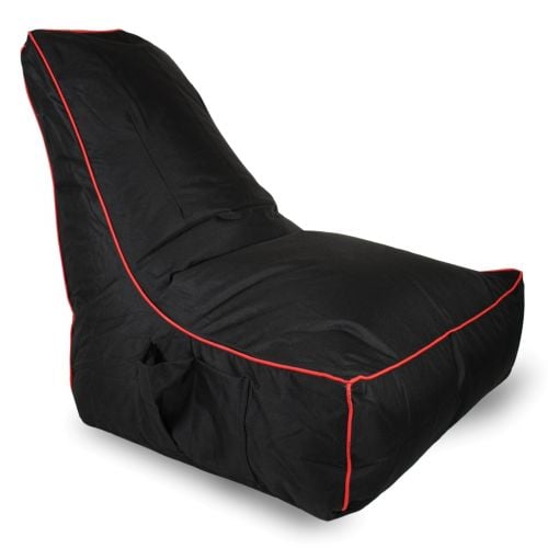 Black Gaming Chair Bean Bag with Red Piping