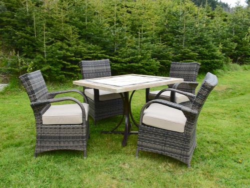 Killiney 4 Seat Square Dining Set with Rattan Cairo Chairs