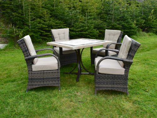 Killiney 4 Seat Square Set with Rattan Cairo Chairs & Back Cushions