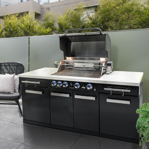 Mont Alpi - 957 4 Burner Gas Barbecue & Outdoor Kitchen - Black Stainless Steel