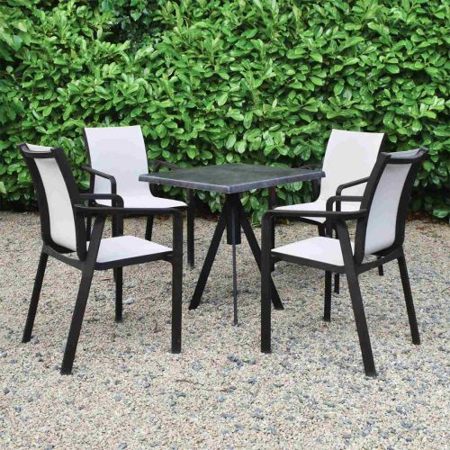 4 Seater Set Metallic Oxid 70cm Square Werzalit Bistro Table & Brown Pacific Chairs