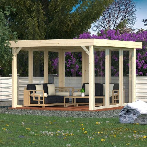 Sorcha 12m Modern Gazebo with Glass Panels / EDPM Roofing Material