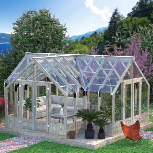 Heritage T-Shape Wooden Greenhouse 19.1m (14ft x 18ft)