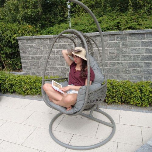 The Pod Rattan Hanging Egg Chair in Grey