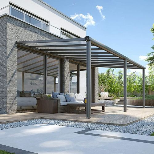 Theia Veranda - Polycarbonate Roof - 604cm x 250cm - 3 Posts