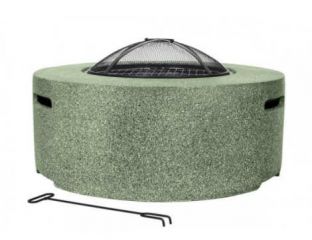 Cylinder Fire Pit including BBQ Grill in Light Green