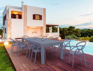 10 Mila Chairs and Vegas XL Set in Grey