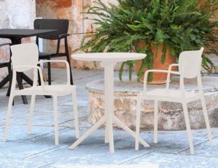 Sky 2 Seater Set Folding Round Table With Loft Chairs - White