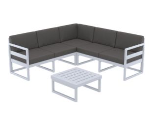 Mykonos Lounge Corner Set in Silver Grey with Grey Cushion
