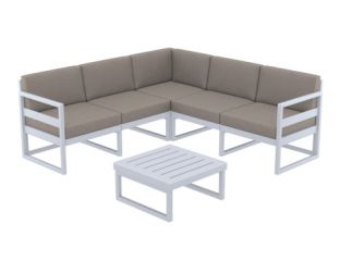 Mykonos Lounge Corner Set in Silver Grey with Taupe Cushion