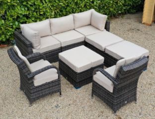Rio Grande Corner Sofa Set With Two Armchairs/Back Cushion - Chocolate