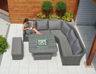 Vancouver Corner Sofa With Halifax Firepit Table and Bench