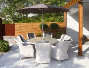 Roma 8 Seat Oval Dining Table and Roma Chairs - Light Grey