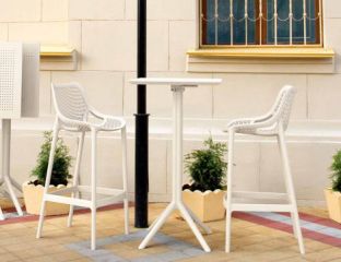 2 Air Bar Chairs and Sky Bar Table Set in White
