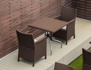 2 California Chairs and Forza Table Set in Brown with Cream Cushions 