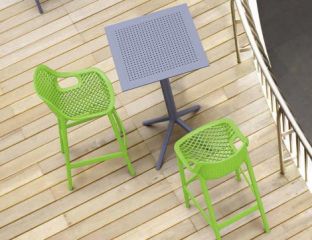 2 Green Air Bar Chairs and Grey Sky Bar Table Set