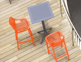 2 Orange Air Bar Chairs and Grey Sky Bar Table Set