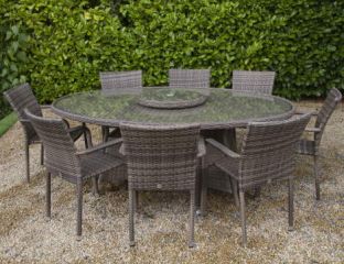 Boston 8 Seater Oval Rattan Furniture With Lazy Susan and Oliviera