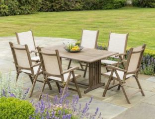 Alexander Rose Sherwood Table with 6 Sherwood Barley Armchairs