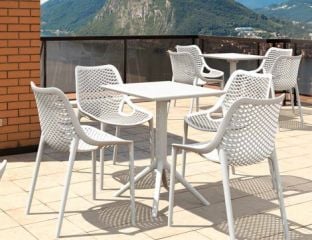 4 Air Chairs and Sky 60 Folding Table Set in White