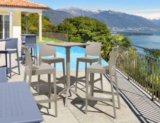 4 Maya Bar 75 Stools and Sky Bar 60 Table Set in Taupe