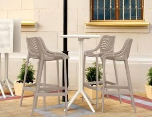 4 Taupe Air Bar Chairs and White Sky Bar Table Set