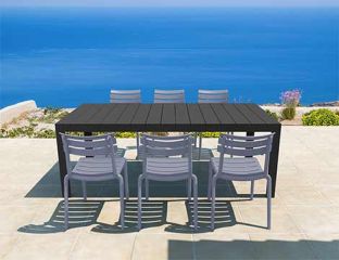 Atlantic Medium 6 Seater Set Table in Black With Paris Chairs in Grey Category Image