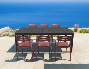 Atlantic Medium 6 Seater Set Table In Black With Paris Chairs in Marsala Category Image