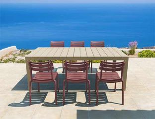 Altantic Medium 6 Seater Set Table In Taupe With Paris Chairs in Marsala - Category Image