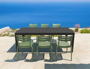 Atlantic Medium 6 Seater Set Table In Black With Paris Chairs in Olive Green Category Image