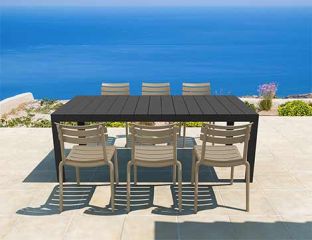 Atlantic Medium 6 Seater Set Table In Black With Paris Chairs in Taupe Category Image