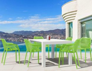 6 Green Air XL Chairs and White Vegas Medium Set