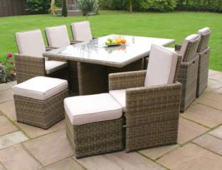 6 Seat Rattan Cube Garden Furniture Set