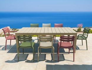 Atlantic XL 8 Seater Set Table in Taupe With Multi-Coloured Paris Chairs
