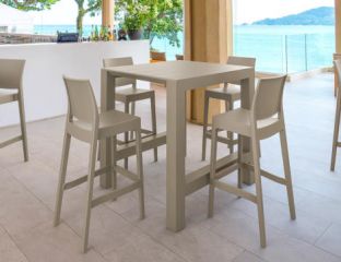 Vegas Bar 4 Seater Set with Maya Bar Stool in Taupe