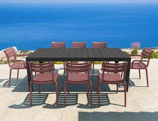 Atlantic XL 8 Seater Set Table In Black With Paris Chairs in Marsala Category Image