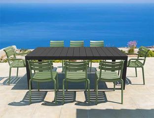 Atlantic XL 8 Seater Set Table In Black With Paris Chairs in Olive Green Category Image