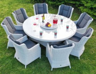 Roma Light Grey 8 Seater Round Dining Set