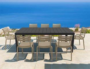 Atlantic XL 8 Seater Set Table In Black With Paris Chairs in Taupe Category Image
